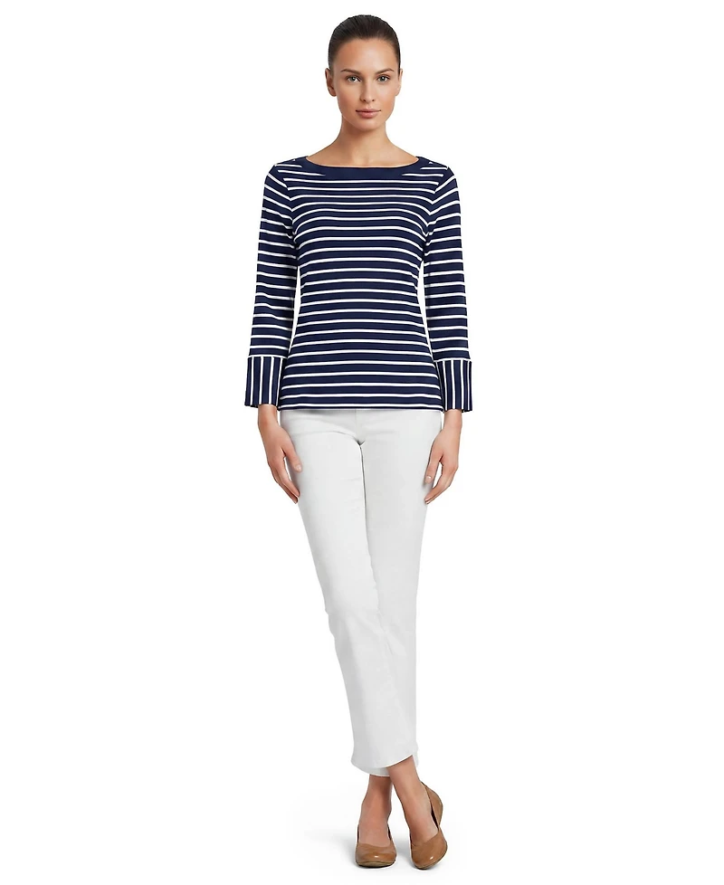 Lands' End Women's 3/4 Mariner Cuff Sleeve Boatneck