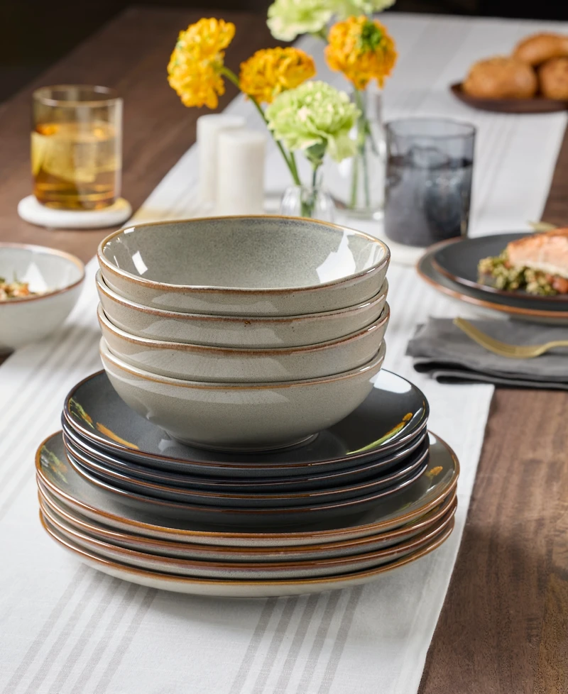 Oneida Shades Gray 12-Piece Dinnerware Set