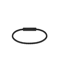Hugo Boss Men's Ares Air Ionic Plated Black Steel Black Leather Bracelet