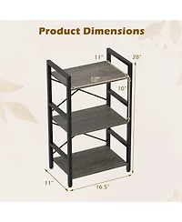 Costway 3-Tier Industrial Bookshelf, 16.5" Width Wooden Open Bookcase with Metal Frame