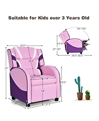 Gouun Kids Leather Recliner Chair with Adjustable Backrest and Side Pockets