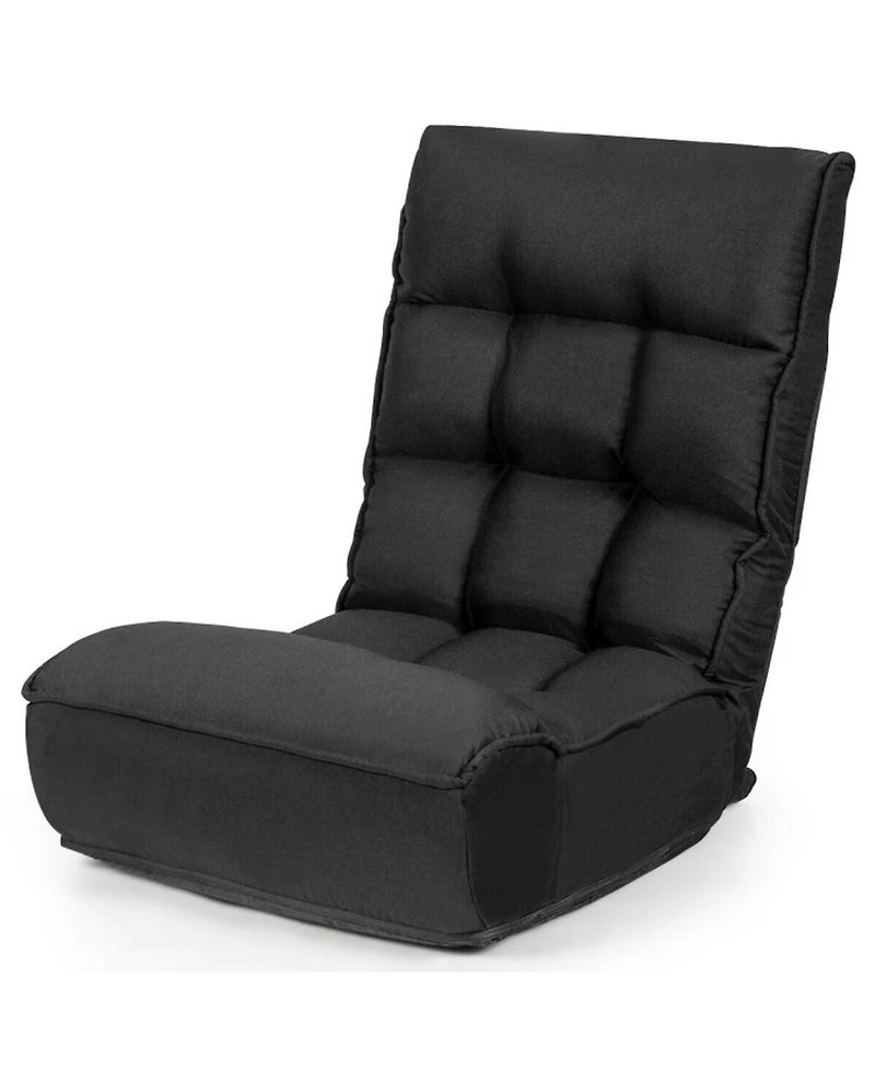 Gouun 4-Position Adjustable Floor Chair Folding Lazy Sofa with Side Pocket