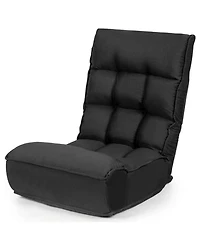 Gouun 4-Position Adjustable Floor Chair Folding Lazy Sofa with Side Pocket