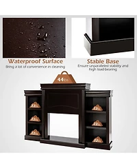 Gouun 70 Inch Fireplace Tv Stand Media Console with Open Bookcase Shelves