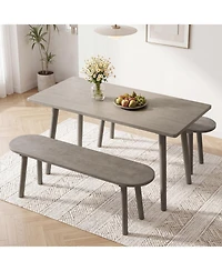Costway 43" Solid Wood Farmhouse Dining Bench with Rubber Wood Legs