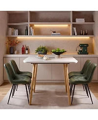 homfan Faux Leather Dining Chairs Set of 4 with Steel Legs and Curved Backrest
