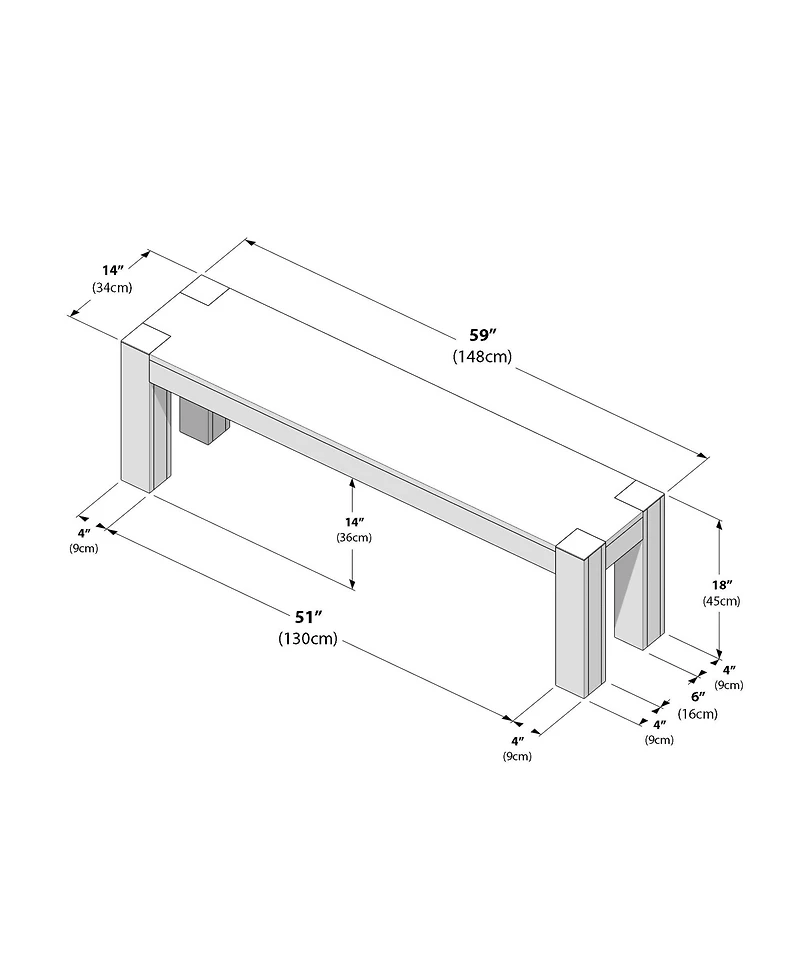 Plank+Beam Rustic Dining Bench (57.9in / 1470mm)