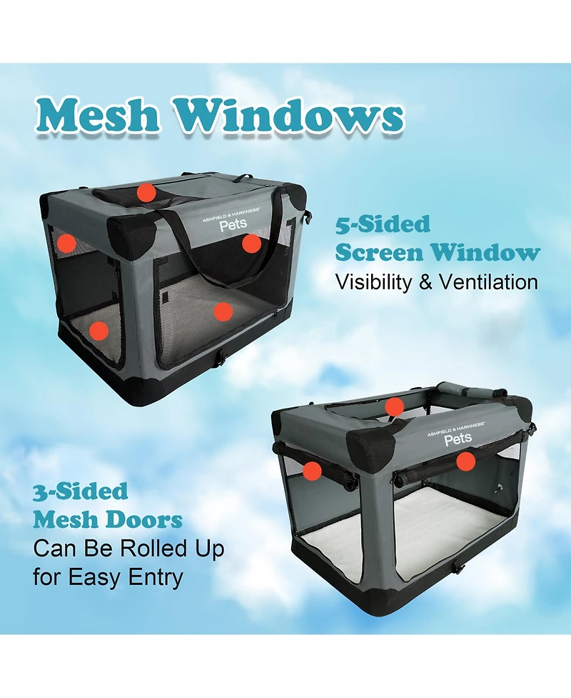 Ashfield and Harkness: 30" Soft Collapsible Dog Crate