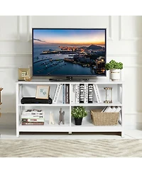 Gouun 47 Inch Tv Stand for 55 Inch Screens 4-Shelf X-Frame with Anti-Tip Strap