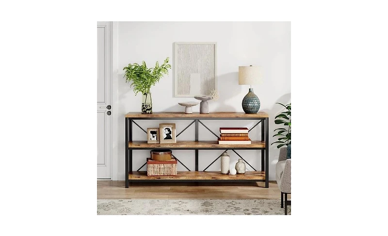 Slickblue 55" Console Table with 3-Tier Storage Shelves