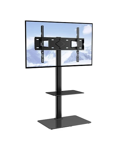 Sugift Swivel Height Adjustable Tv Stand Mount for 32 to 65 in TVs with 0.4in Tempered Glass Base