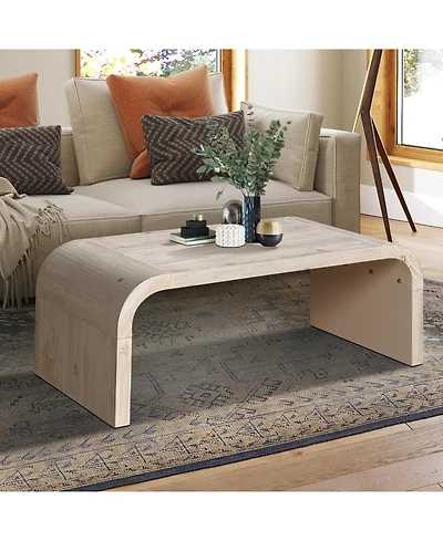 Flynama 48 Inch Curved Farmhouse Vintage Coffee Table