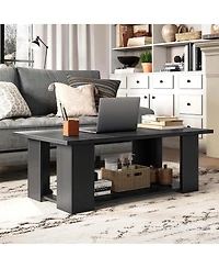 Costway Coffee Table 2-Tier Modern Center Cocktail with Storage Shelf for Living Room