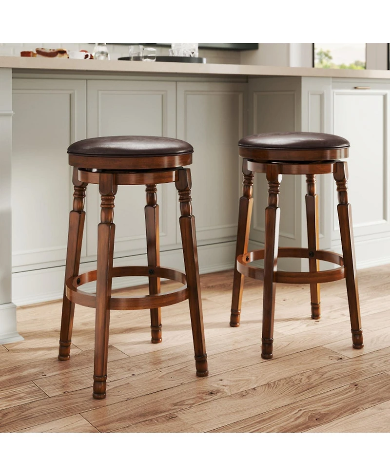 Gouun Set of 2 Swivel Counter Height Bar Stools with Pu Leather Padded Seat