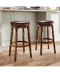 Gouun Set of 2 Swivel Counter Height Bar Stools with Pu Leather Padded Seat