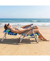 Gouun Set of 2 Portable Folding Backpack Beach Recliner Chairs with 5-Position Back