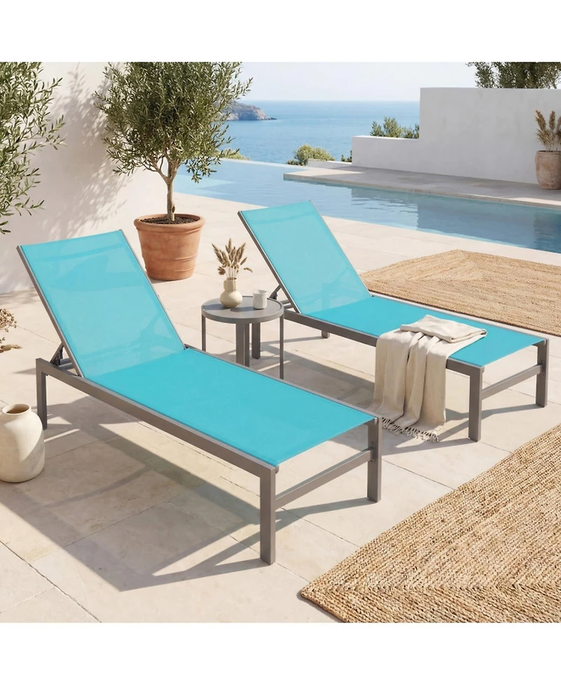 Gouun 6-Position Outdoor Chaise Lounge Chair with Rustproof Aluminium Frame