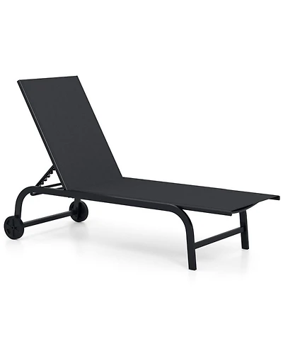 Gouun Outdoor Chaise Lounge Chair with Wheels and Heavy-Duty Metal Frame