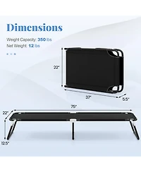 Costway Folding Camping Bed Chaise Lounge Outdoor Portable Military Cot Sleeping Hiking Travel
