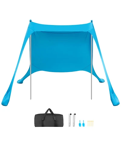 Sugift Beach Tent Sun Shelter UPF50+ 6.6 ft Tall 7.5x7.5 ft Pop Up Canopy with Sandbags for Camping
