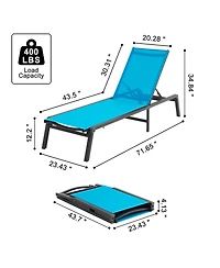 Sugift 2-Piece Aluminum Outdoor Chaise Lounge Chairs with 5-Position Adjustable Folding Recliner