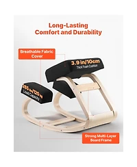 Sugift Ergonomic Wooden Kneeling Chair with Thick Foam Cushions Adjustable Height for Home Office