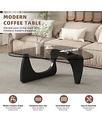 Flynama Mid Century Modern Glass Coffee Table