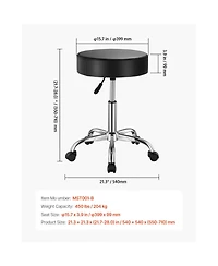 Sugift 450 lbs Height Adjustable Pu Leather Rolling Swivel Stool for Salon Spa Massage Tattoo Clinic