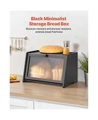 Sugift Large Capacity Bamboo Bread Box with Acrylic Wavy Door Panel