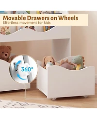 Sugift Kids 3-Tier Bookshelf and Toy Organizer with 2 Rolling Drawers