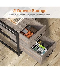 Tribesigns 55" Computer Desk with 2 Drawers and Hutch