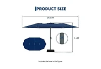 homfan 9'x15' Outdoor Umbrella with Base, Extra Wide Patio Umbrella