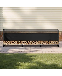 Slickblue 150inches Firewood Rack with Waterproof Cover 660lb Outdoor Log Storage