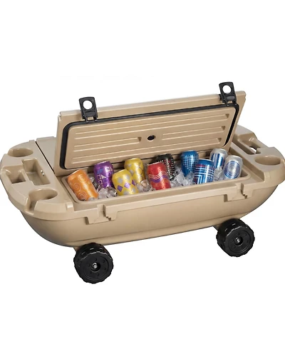 Sugift 40 Qt Floating Ice Chest Cooler with Dry Storage Wheels and Tow Rope for Water and Land