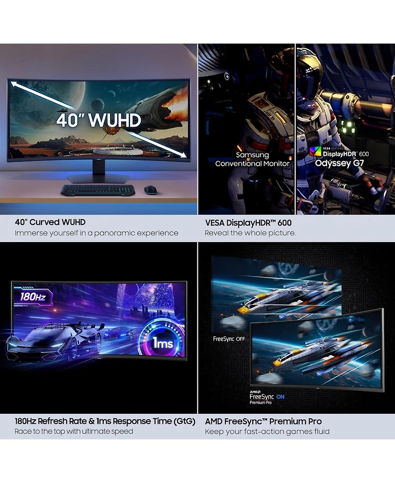 Samsung Odyssey G75F 40" Curved 5K 180Hz Ultrawide Computer Monitor