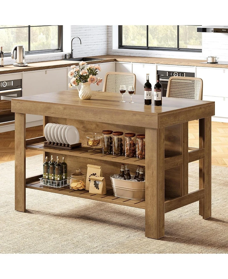 Tribesigns 55.1" Kitchen Island with Seating and Storage