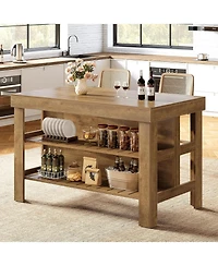 Tribesigns 55.1" Kitchen Island with Seating and Storage