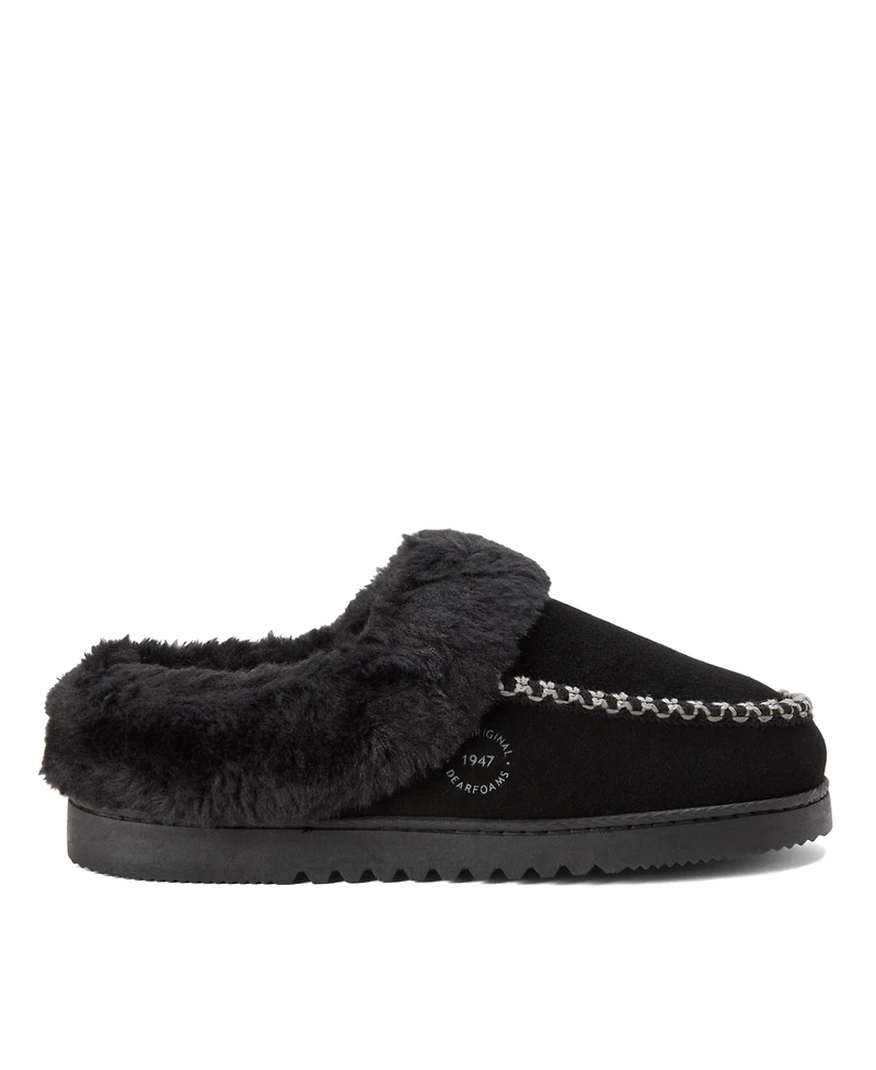 Dearfoams Women's Blaine Genuine Suede Clog Slippers