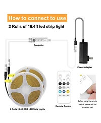Lofree 16.4'L Dimmable Remote Control Led Strip Light, 2-Piece Set