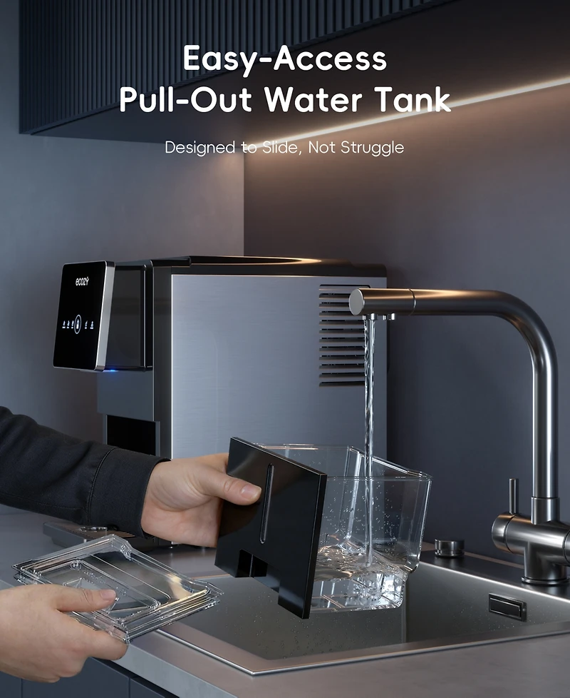 Ecozy Chillio Nugget Ice Maker, 40 lbs/Day, Touchless Dispensing