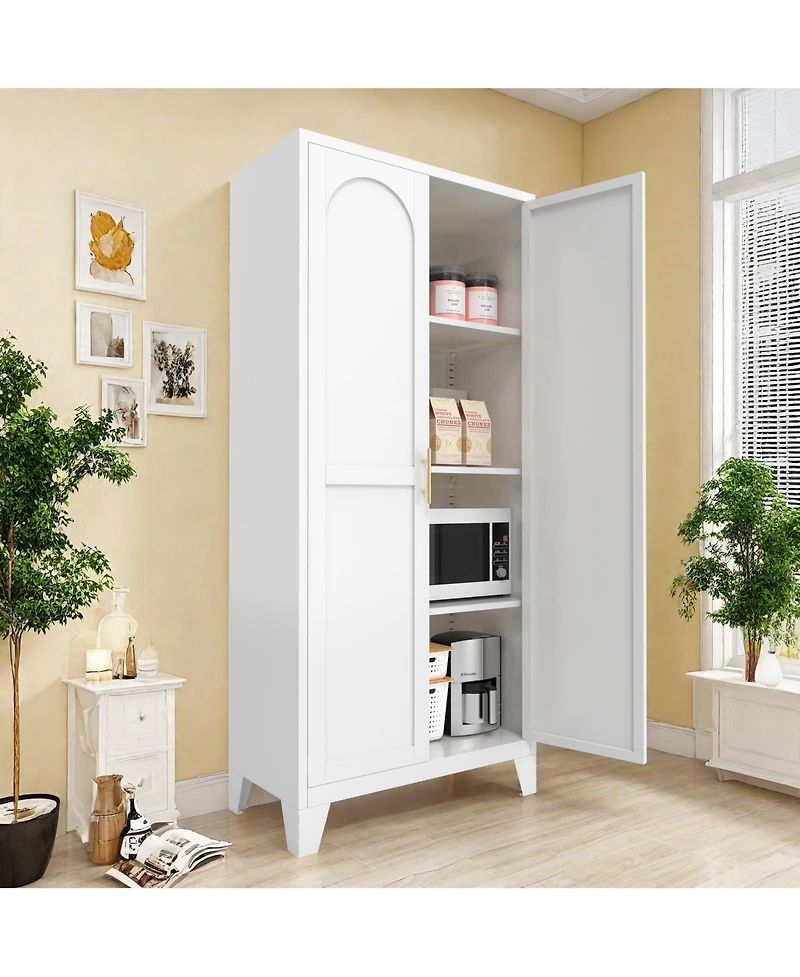 sumyeg 61" 2 Shapely Doors Cabinet Metal Storage Cabinet with Doors and Adjustable Shelves