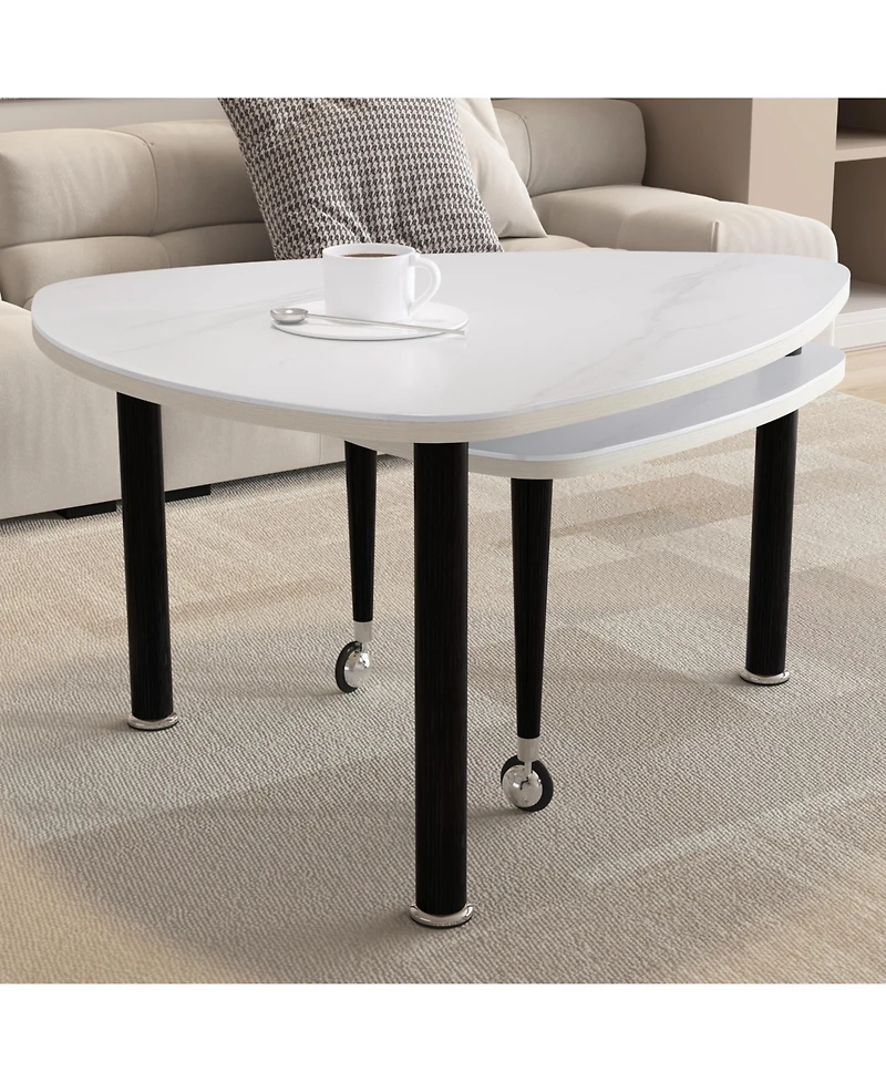 Flynama 360degree(s) Rotatable Coffee Table, Sintered Stone Top