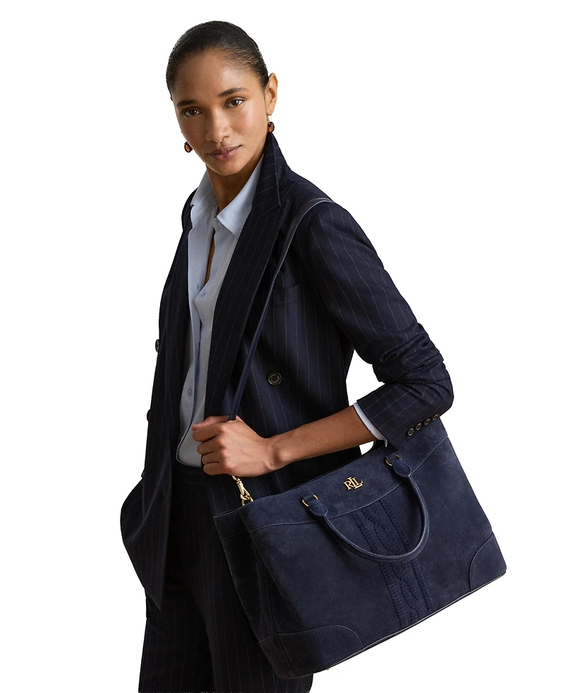 Lauren Ralph Lauren Cable-Embossed Large Marcy Satchel Bag