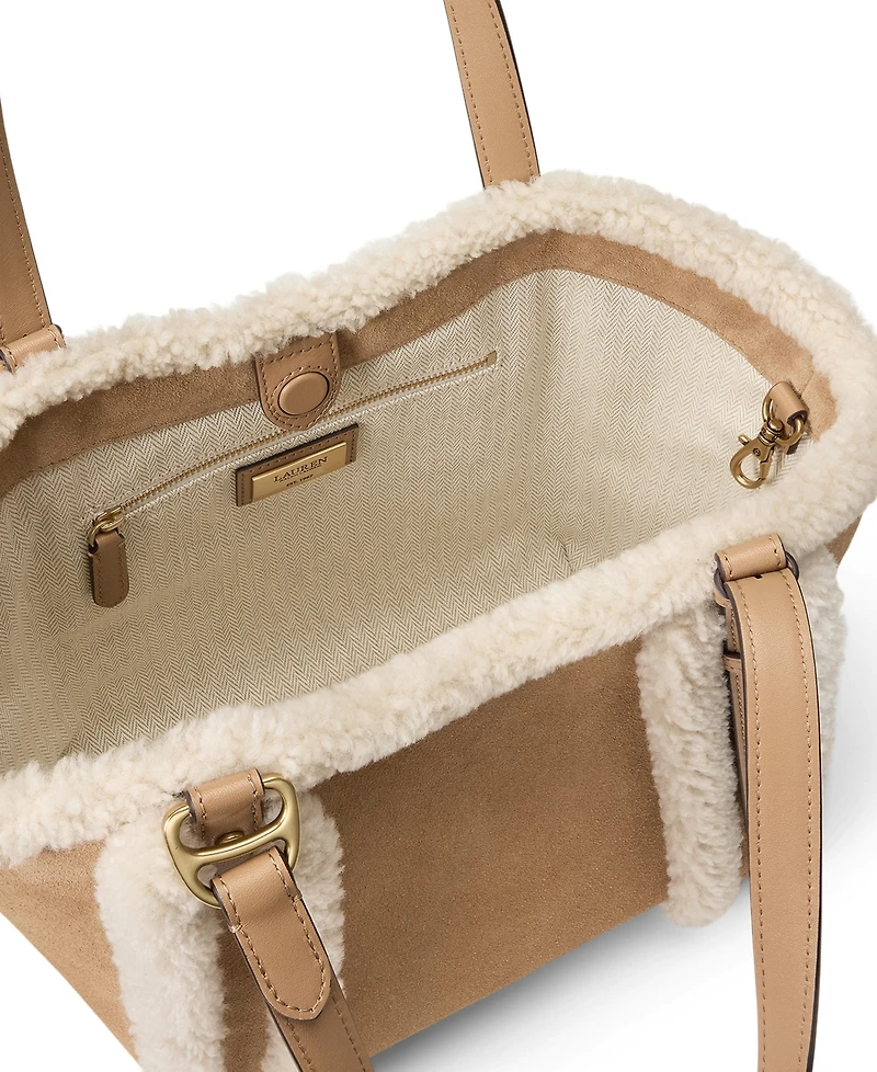 Lauren Ralph Lauren Shearling-Trim Large Tasha Tote Bag