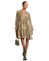 Michael Kors Women's Long-Sleeve Tiered Floral Mini Dress