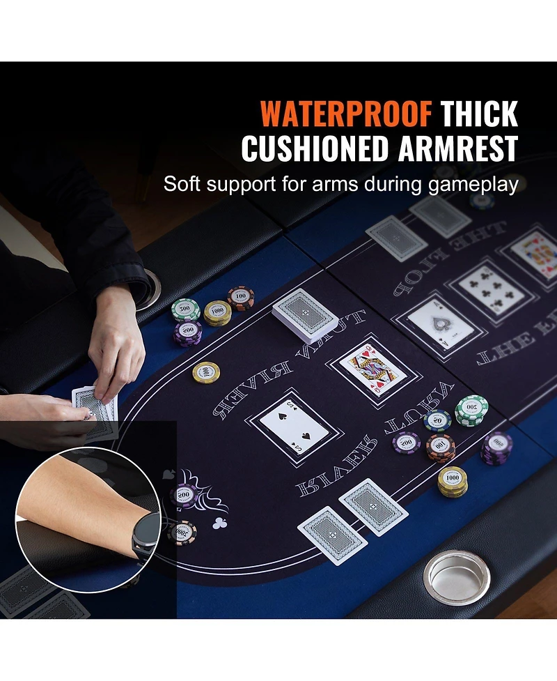 Slickblue 84in Oval Foldable Poker Table for 10 Players with Stainless Cup Holders