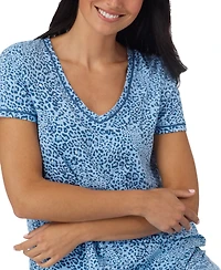 Cuddl Duds Printed Elbow-Sleeve Top & Capri Pants Pajama Set