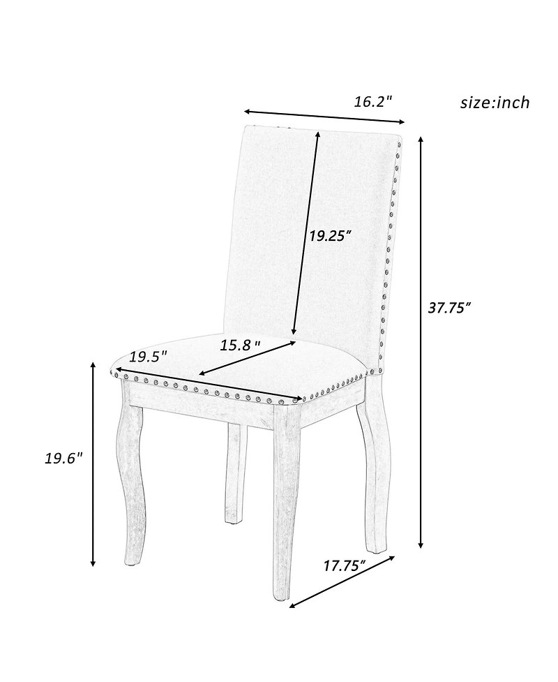 Flynama Set of 2 Upholstered with Rubber Wood Frame, Nailhead Trim Dining Chairs