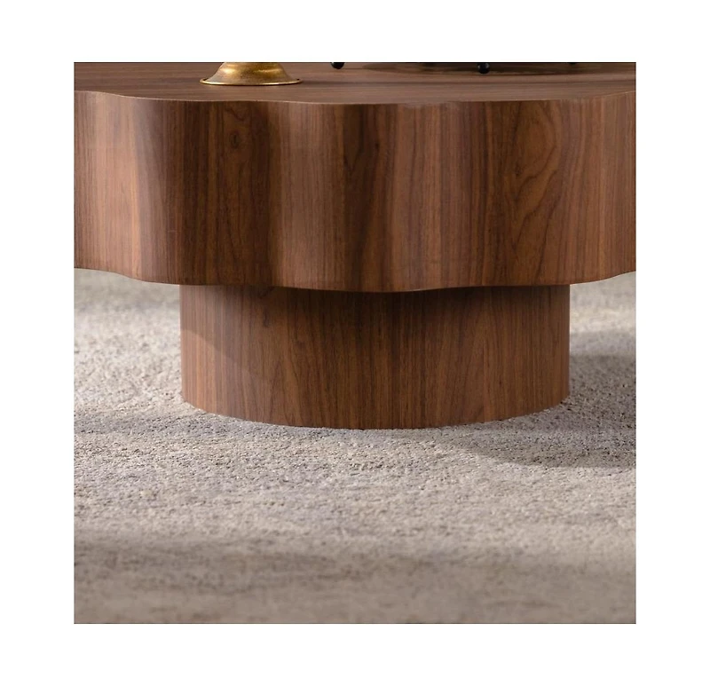 Flynama 31.5 Inch Scalloped Edge Coffee Table