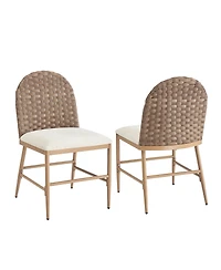 Flynama Set of 2 Farmhouse Iron Frame Rattan Back Dining Chairs, 400 Lbs High Load Capacity Armless Side Chairs